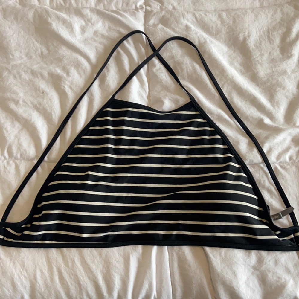 Stripped Crisscross back swim top